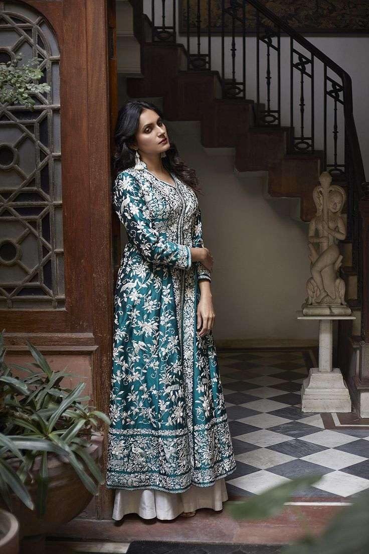 AshLova Women's Cotton Embroidery A-line Kurti with Palazzo Set